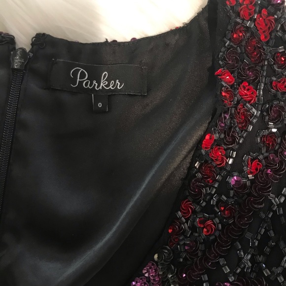 Parker Black/Red/Silver Sequin & Beaded Mini Dress - Picture 7 of 7